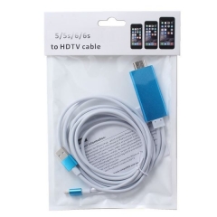 Кабел, No brand, iPhone 5/6/7 (Lightning) към HDMI, 1.5м - 18294