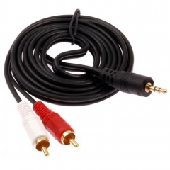 Аудио кабел DeTech 3.5 - 2RCA, 1.5м. high quality - 18116