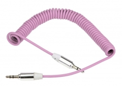 Аудио кабел DeTech, Eластичен, 3.5mm, 1m - 18239