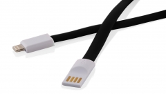 Кабел за данни DeTech USB - Lightning, iPhone 5/5s, 6,6S / 6plus,6S plus, Flat, С магнит, 1m - 14288