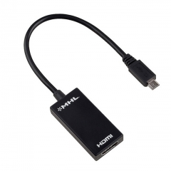 Преходник DeTech MHL (micro USB) към HDMI, 15см, Черен - 18223