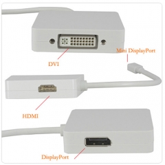 Преходник DeTech Mini DP то DVI, HDMI, DP 10см, Бял - 18157