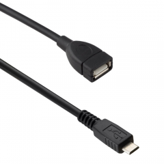 Кабел DeTech USB F - USB Micro, 1m, Черен -18083
