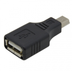 Преходник DeTech USB F към Mini USB 5P M, Черен - 17133