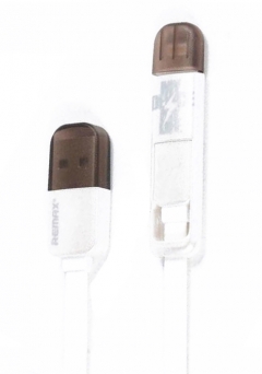 Кабел за данни 2 в 1 micro USB Iphone Lighting, Remax Transformers, 1м, Бял - 14363