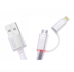 Кабел за данни, 2 в 1 , Remax Aurora, Micro USB / iPhone 5/6/7 Lightning, Бял -  14431
